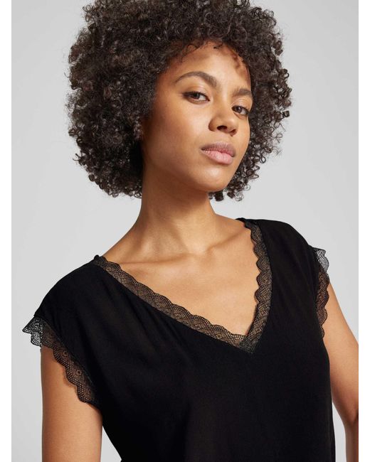 ONLY Black Blusenshirt mit V-Ausschnitt Modell 'JASMINA'