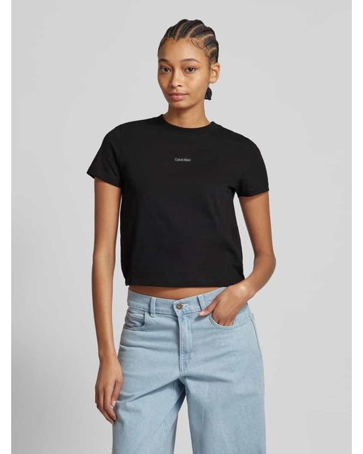 Calvin Klein Black Regular Fit T-Shirt mit Label-Patch