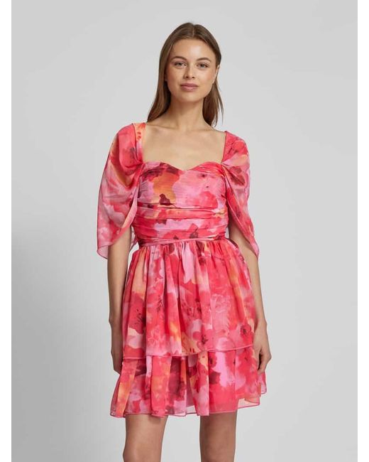 LACE & BEADS Red Cocktailkleid mit Volants