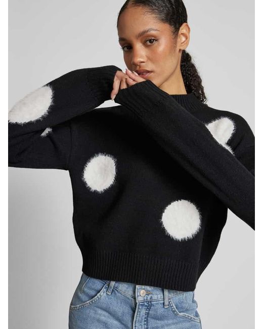 Vero Moda Black Regular Fit Strickpullover Mit Plüschpünktchen
