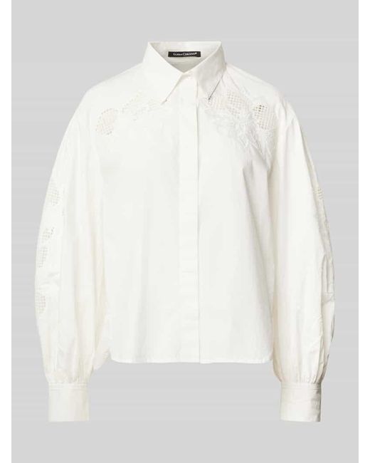 Luisa Cerano White Relaxed Fit Bluse mit Ballonärmeln