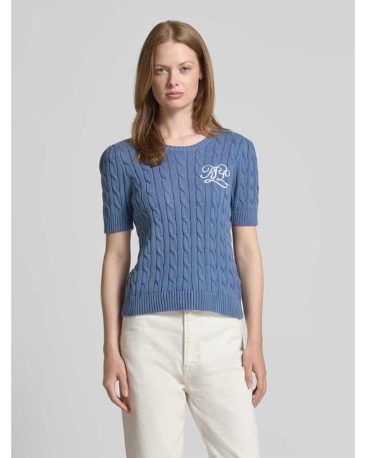 Ralph Lauren Blue Strickpullover mit Label-Stitching Modell 'TARJYLL'