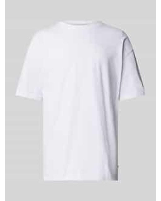 Samsøe & Samsøe T-Shirt Met Geribde Ronde Hals, Model 'Hudson' in het White voor heren