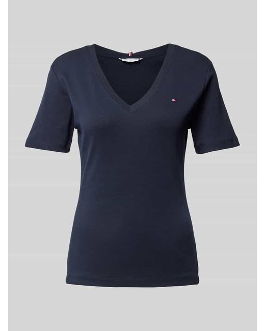 Tommy Hilfiger Blue Slim Fit T-Shirt mit Logo-Stitching Modell 'CODY'