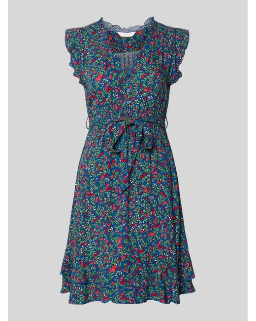 Apricot Mini-Jurk Van Viscose Met Strikceintuur in het Blue