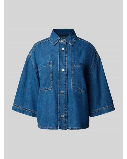 Weekend by Maxmara Blue Boxy Fit Jeansbluse aus reiner Baumwolle Modell 'ENZA'