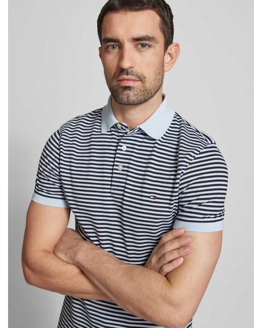 Tommy Hilfiger Slim Fit Poloshirt Met Logostitching in het Blue voor heren