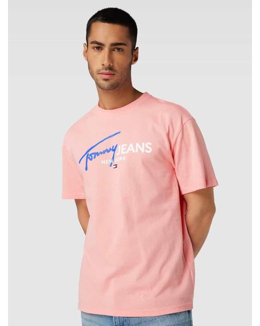 Tommy Hilfiger T-Shirt mit Label-Print Modell 'SPRAY POP COLOR' in Pink für Herren