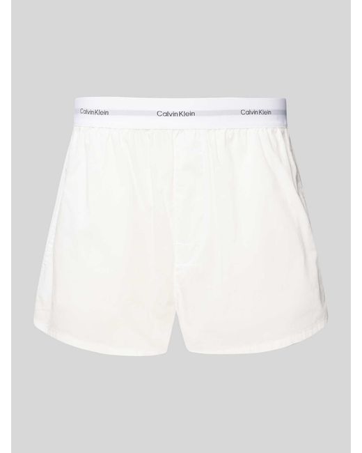 Calvin Klein Regular Fit Korte Pyjamabroek Met Elastische Band Met Label in het White