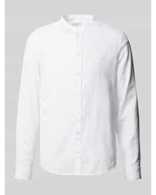 Casual Friday Regular Fit Linnen Overhemd Met Opstaande Kraag in het White voor heren