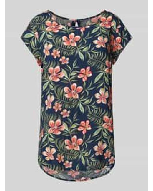 ONLY Regular Fit T-shirt Met Druppelvormig Rugdecolleté in het Blue