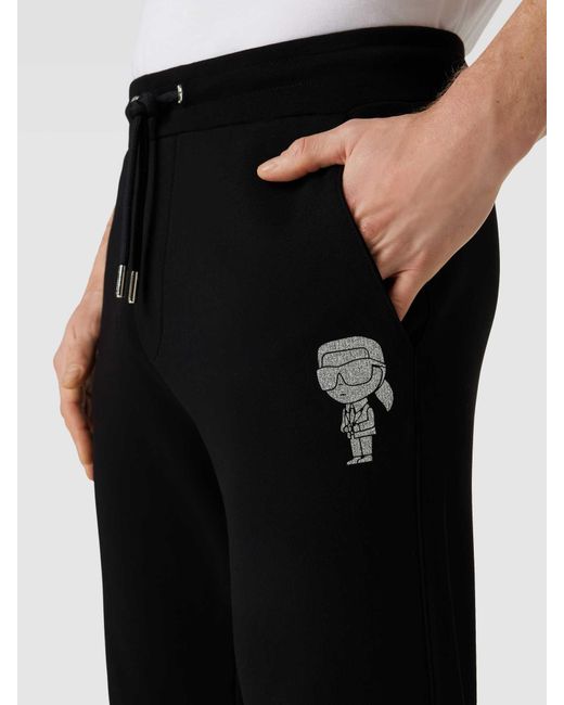 Karl Lagerfeld Sweatpants Met Labeldetail in het Black voor heren