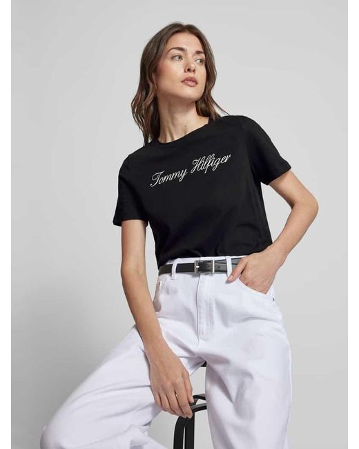 Tommy Hilfiger Black T-Shirt mit Label-Stitching