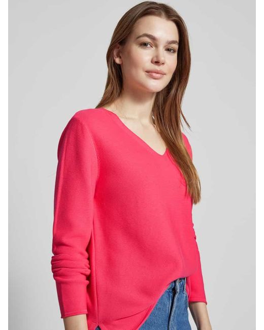 Maerz Pink Strickpullover Mit V-Ausschnitt