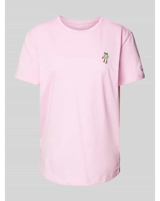 Jake*s Pink T-Shirt mit Statement-Stitching