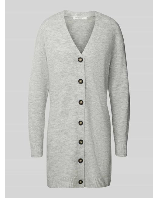 Christian Berg Women Gray Cardigan mit V-Ausschnitt und Knopfleiste