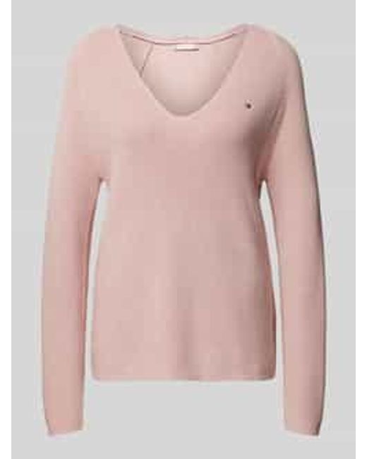 Tommy Hilfiger Gebreide Pullover Met Logostitching in het Pink