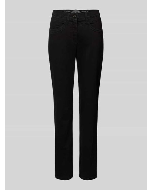 RAPHAELA by BRAX Black Straight Leg Jeans mit Ziernähten Modell 'Laura'