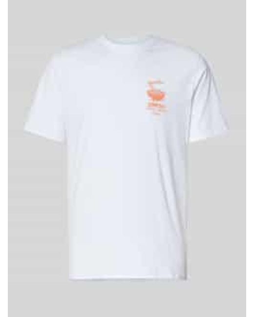 Edwin T-Shirt Met Labelprint, Model 'Ramen Palace' in het White voor heren