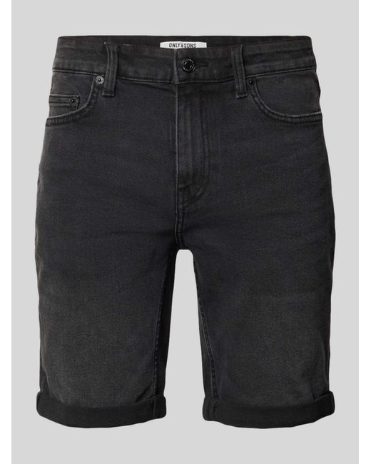 Only & Sons Regular Fit Korte Jeans Van Katoenmix Met Viscose Model 'Spy' in het Black voor heren