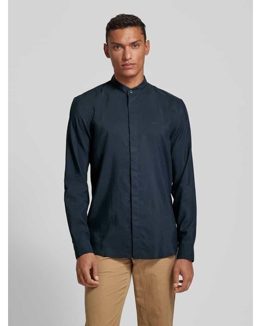 Armani Exchange Regular Fit Freizeithemd mit Label-Stitching in Blue für Herren