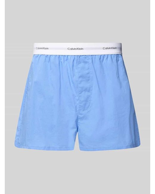 Calvin Klein Blue Relaxed Fit Pyjama-Shorts mit elastischem Label-Bund