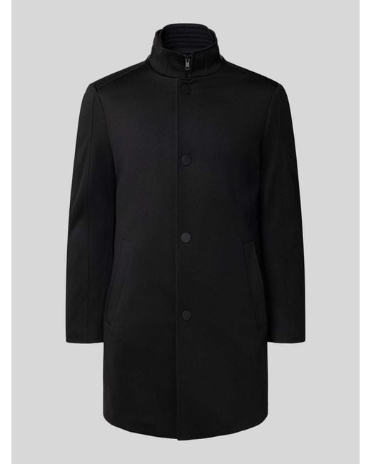 Mcneal Regular Fit Lange Jas Met Opstaande Kraag in het Black voor heren