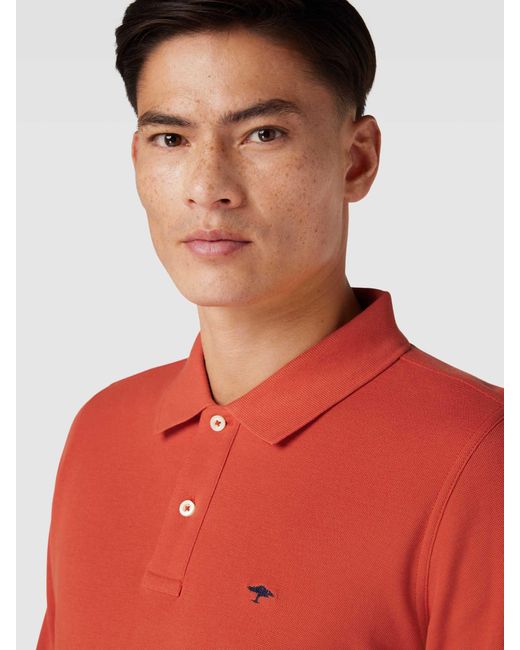 Fynch-Hatton Poloshirt mit Logo-Stitching in Red für Herren