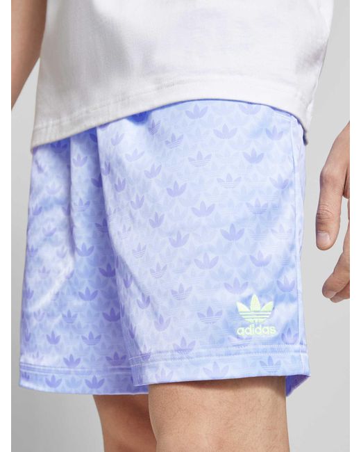 Adidas Originals Regular Fit Sweatshorts Met All-over Motief in het Blue voor heren