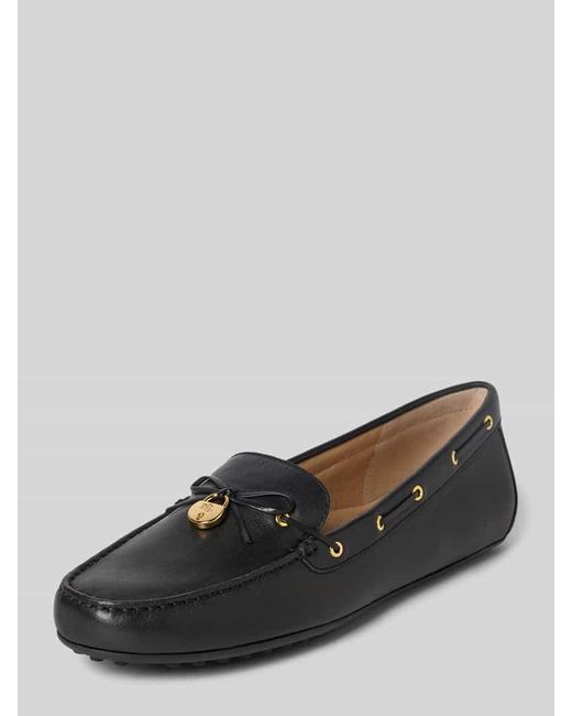 Ralph Lauren Black Loafers aus Leder mit Label-Applikation Modell 'WYLIE'