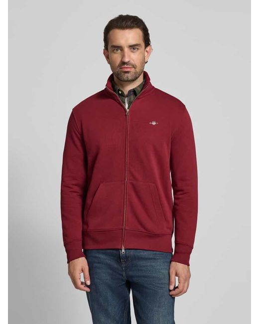 Gant Sweatjacke mit Label-Stitching in Red für Herren