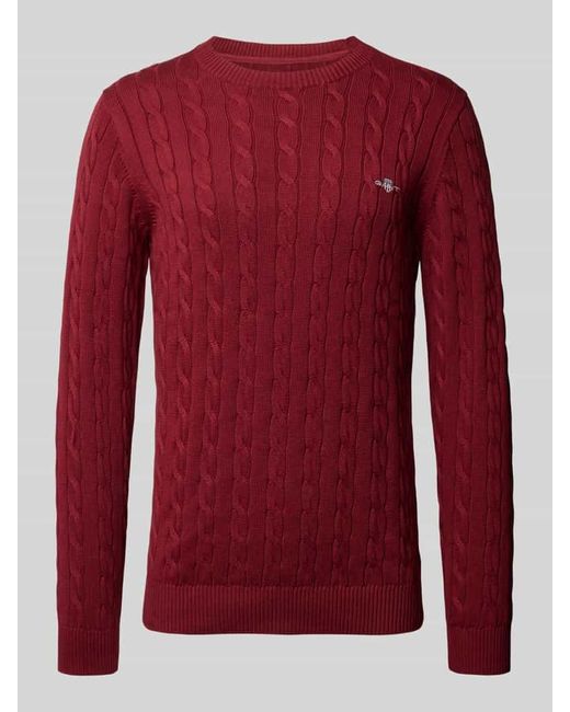 Gant Strickpullover mit gerippten Abschlüssen in Red für Herren