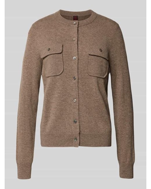 Stefanel Brown Regular Fit Strickjacke aus Lanawoll-Kaschmir-Mix
