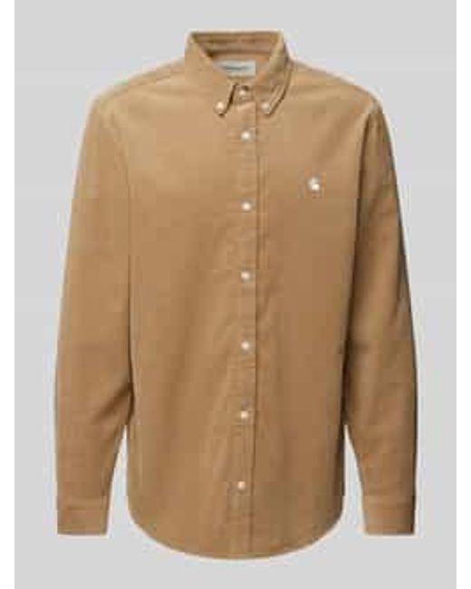 Carhartt Regular Fit Corduroy Overhemd Met Logostitching in het Natural voor heren