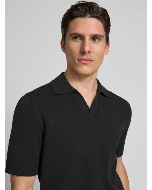 JAKE*S STUDIO MEN Poloshirt mit Strukturmuster in Black für Herren