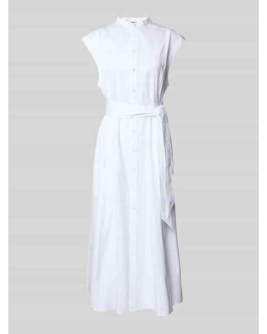 Polo Ralph Lauren White Hemdblusenkleid mit Stehkragen Modell 'SVAN'