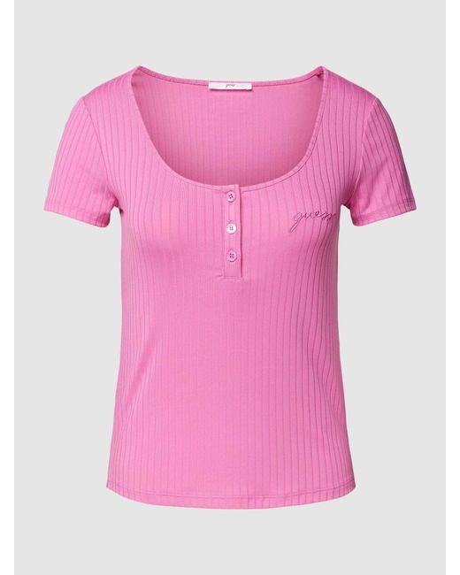 Guess Pink T-Shirt in Ripp-Optik Modell 'SAMANTHA'
