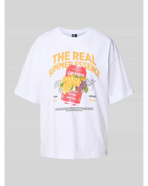 Pieces White Relaxed Fit T-Shirt aus reiner Baumwolle Modell 'CLAUDE'