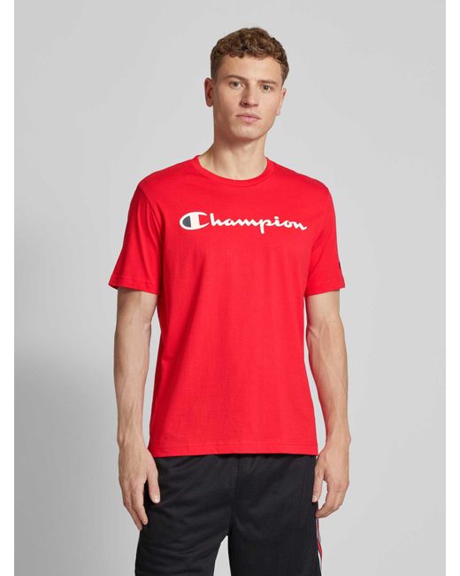 Champion T-Shirt mit Label-Print in Red für Herren
