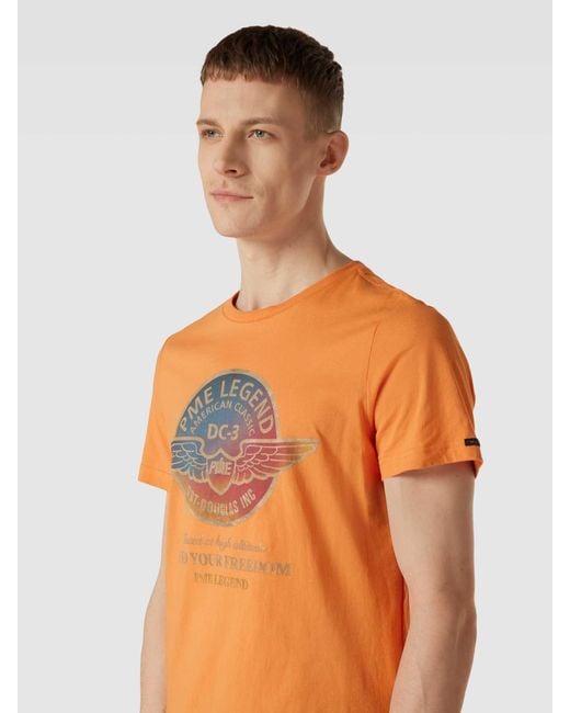 PME LEGEND T-Shirt mit Rundhalsausschnitt in Orange für Herren