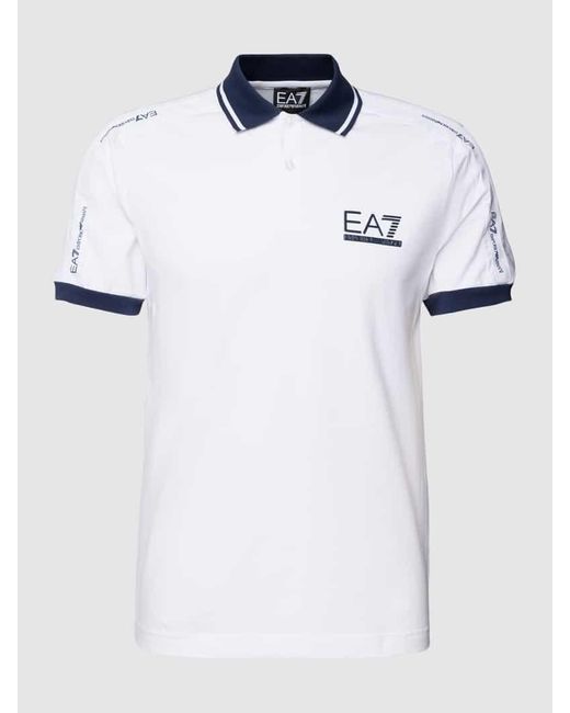 EA7 Regular Fit Poloshirt mit Label-Print in White für Herren