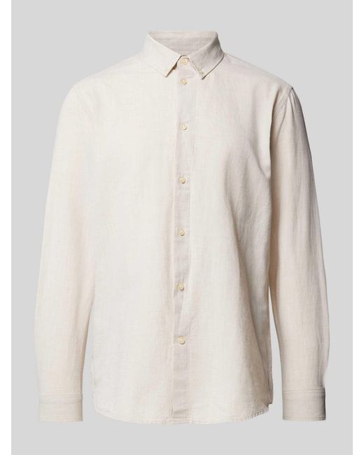 Knowledge Cotton Regular Fit Freizeithemd mit Button-Down-Kragen in Natural für Herren