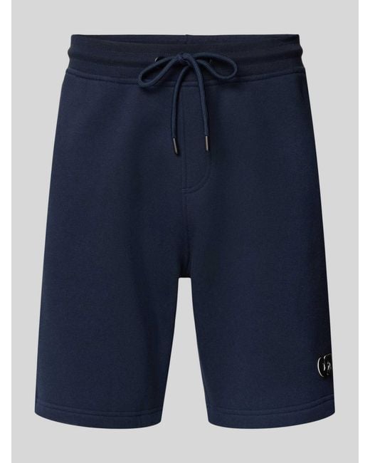 ALPHATAURI Regular Fit Sweatshorts Met Logobadge in het Blue voor heren