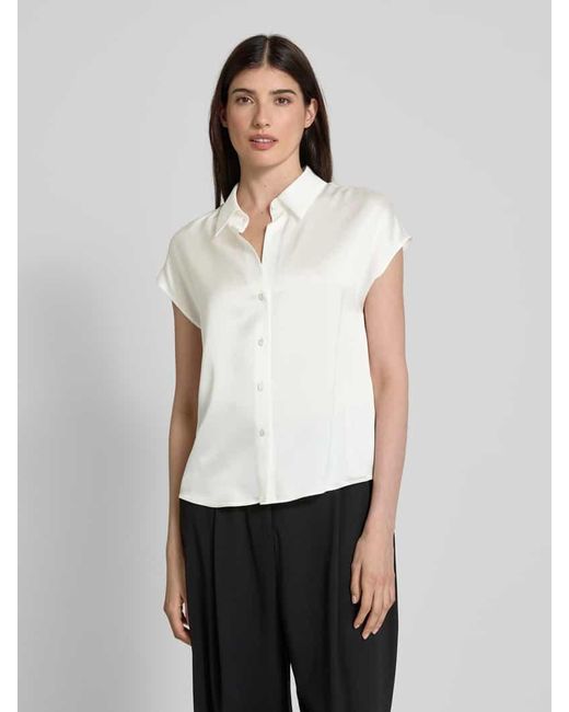 Luisa Cerano White Regular Fit Seidenbluse Mit Kappärmeln
