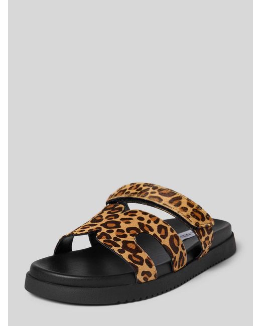 Steve Madden Slippers Van Leer Met Klittenbandsluiting in het Black