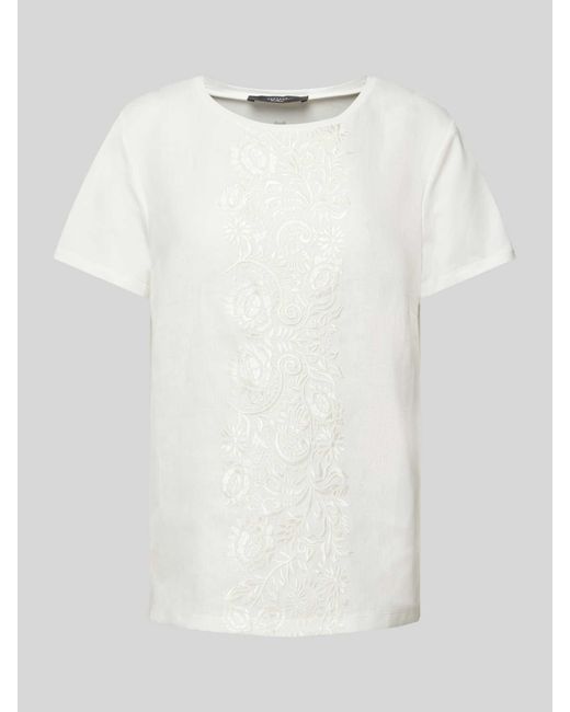 Weekend by Maxmara White T-Shirt aus Flachs mit Rundhalsausschnitt Modell 'MAGNO'
