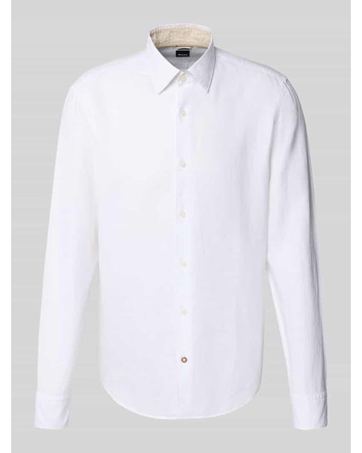 Boss Casual Fit Businesshemd aus Leinen-Baumwoll-Mix in White für Herren