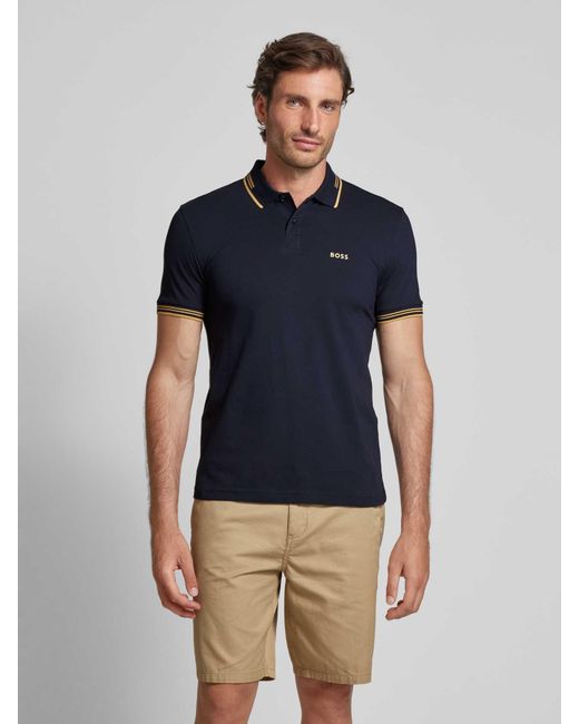 Boss Slim Fit Poloshirt mit Label-Print Modell 'Paul' in Blue für Herren