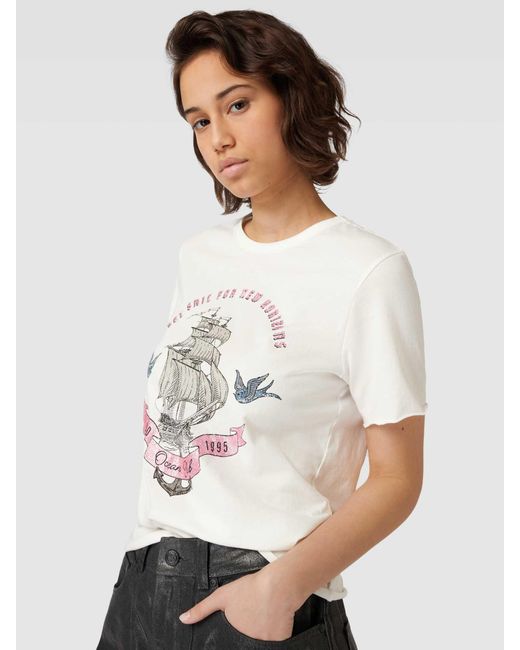 ONLY White T-Shirt mit Motiv-Print Modell 'LUCY LIFE'