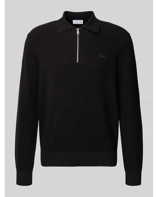 Lacoste Regular Fit Strickpullover in Waffel-Optik in Black für Herren
